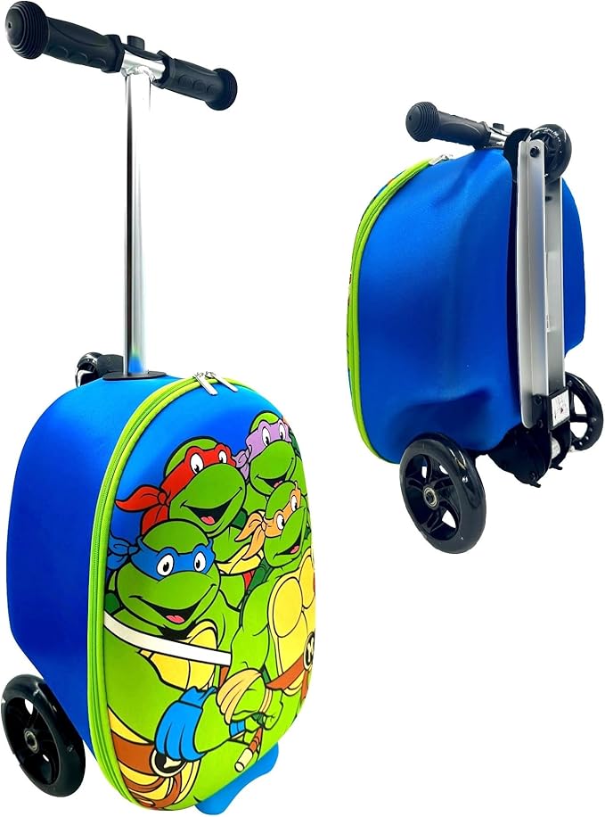Fast Forward Kid’s Licensed 18" Ride-On Suitcase Scooter - Lightweight Carry-On Foldable Scooter Luggage