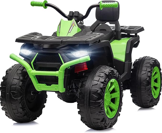 Kids ATV 4 Wheeler, 24V 4WD Electric ATV Ride On Toy for Big Kid with 2-Seater, 4x200W Motor - Green