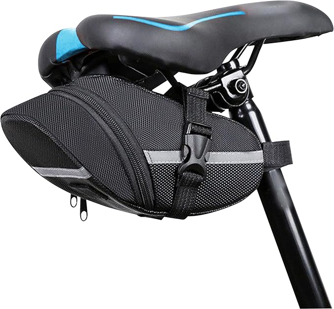 Bike Seat Bag - Bicycle Saddle Bag Under Seat Cycling Accessories Storage Pouch Wedge Pack for Mountain & Road Bike - Black