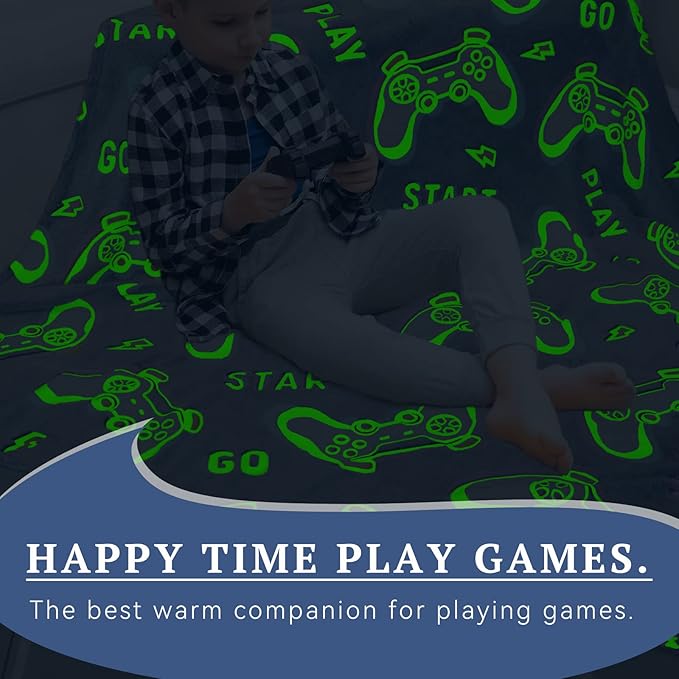 obinsm Teen Boys Gifts Gaming Blanket Gamer Glow in The Dark Blanket Glow in The Dark Blankets for Boys