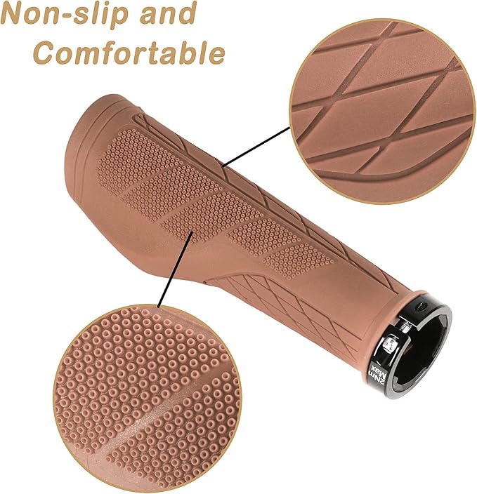 SOLODRIVE Ergonomic Design Mountain Bike Grips, Comfortable Bicycle Handlebar Grips, Single Lock-on and Non-Slip MTB Handle, Fit MTB, E-Bike, Hybrid, Scooter