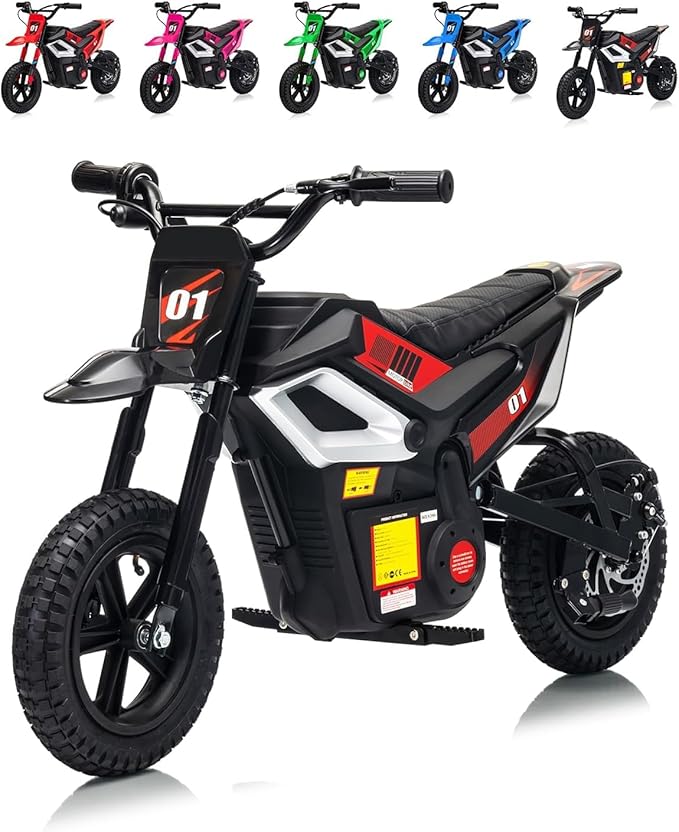24V Electric Dirt Bike for Kids, 350w Electric Motorcycle for Kids - Up to 13.67Mile/h Long-Range, Ride on Motorcycle with Rear Wheel Suspension, 12 Miles Range, Twist Grip Throttle, Rubber Tire,