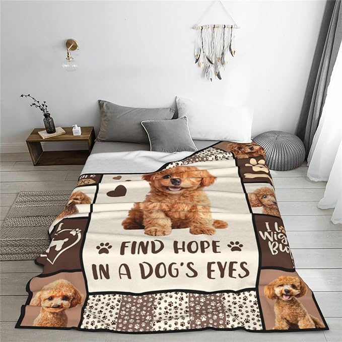 Poodle Gifts Blanket, Poodle Throw Blankets, Dog Mom Gift for Women Men Boys Girls Lover Adult Cozy Fleece Flannel Bedding Stuff Animal Plush for Couch Sofa Bed Decor 50"X40"