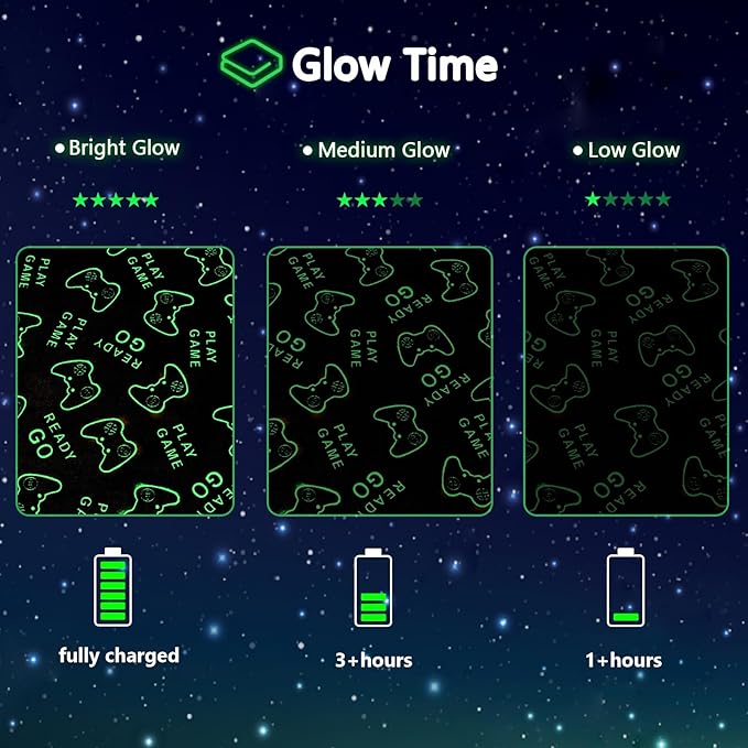 Gamer Game Controller Gifts Toys for Boys,Glow in The Dark Gaming Blanket,Christmas Birthday Presents Decor for Kids Age 3-14 Year Old Son Teen Child Toddler Soft Luminous Kid Blanket 50"x60"