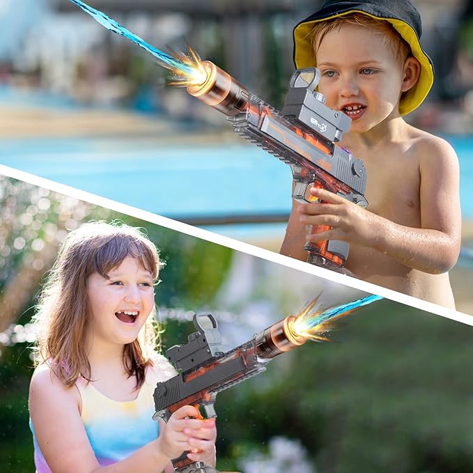 Upgrade Electric Water Gun with LED Light Large Capacity Automatic High-Pressure Powerful Water Gun, Suitable for Children/Adults Summer Swimming Pool Beach Outdoor Toys