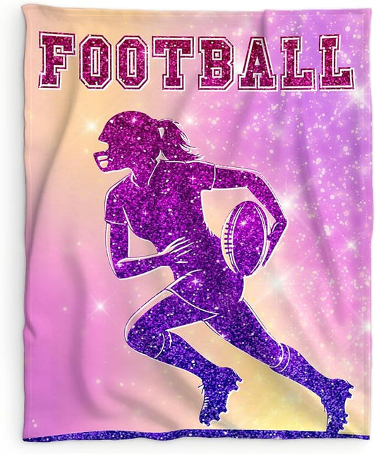 Football Blanket Gifts for Girls- 30x40 Inches Sport Throw Blanket for Babies Kids- Pink Soft Fuzzy Nap Blankets for Couch Sofa- Football Lovers Gifts
