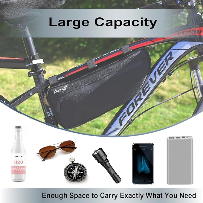 Large Bike Frame Bag - Waterproof Bicycle Triangle Frame Bag Under Top Tube Pouch Storage Bag for Adult Cycling Road Mountain Bike Bicycles
