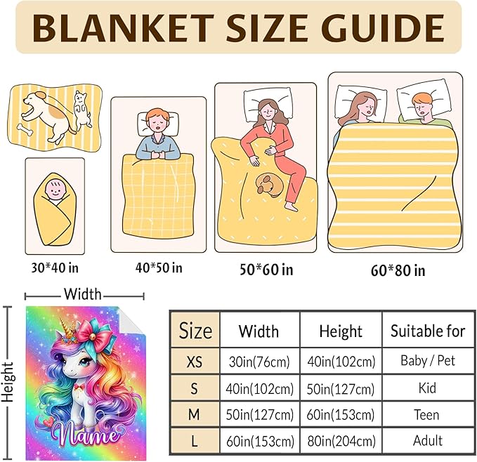 Unicorn Blankets Gift for Kids Daughter Granddaughter - 40x50 Inches Small Soft Fuzzy Cute Accessories Decor Personalized Throw Gifts for Travel Cars Office All Seasons