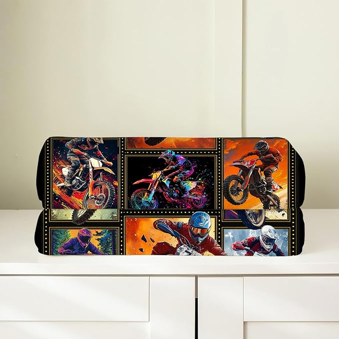 Motorcycle Blanket, Motorcycle Throw Blanket, Racer Sports Gifts Blankets Stuff Fleece Flannel Plush for Men Boys Women Girls Lovers Adults Soft Bedding Gift for Sofa Bed Office Home Decor 80"x60"