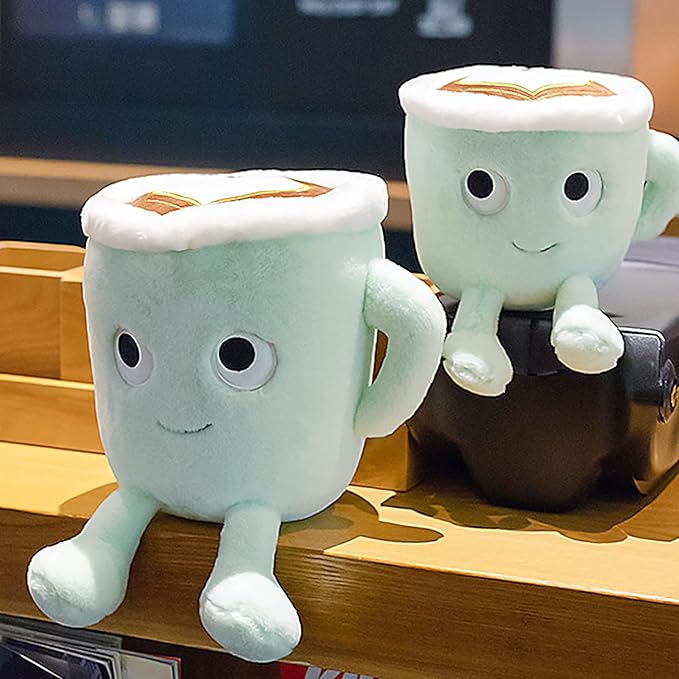 Latte Plush Toy, 30 cm Stuffed Coffee Mug Plushie Pillow Doll, Soft Cup Fluffy Friend, Hugging Cushion - Present for Every Age… (Latte)