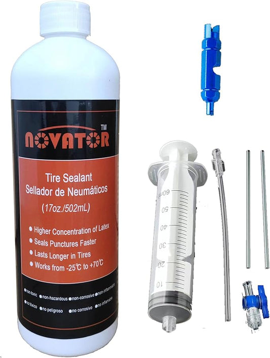 NOVATOR Endurance Bike Tire Sealant for Tubeless, Tubulars, Tubes, Seals Faster, Lasts Longer, Micro-Fiber for MTB, Road, Gravel Bicycle Tires