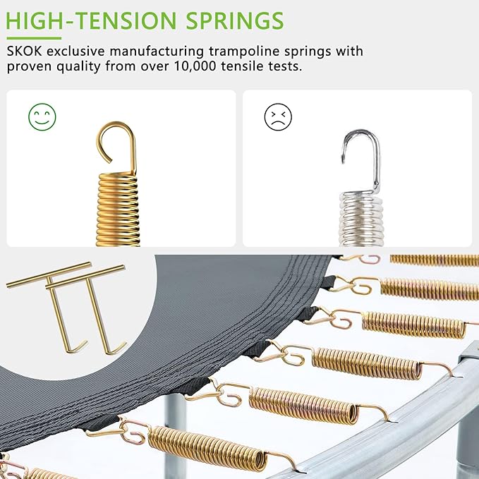 SKOK Trampoline 8FT 10FT 12FT 14FT 15FT Trampolines with Enclosure Net, 400LBS Outdoor Trampolines for Kids with Basketball Hoop-ASTM Approved Trampoline for Children and Adults with Ladder