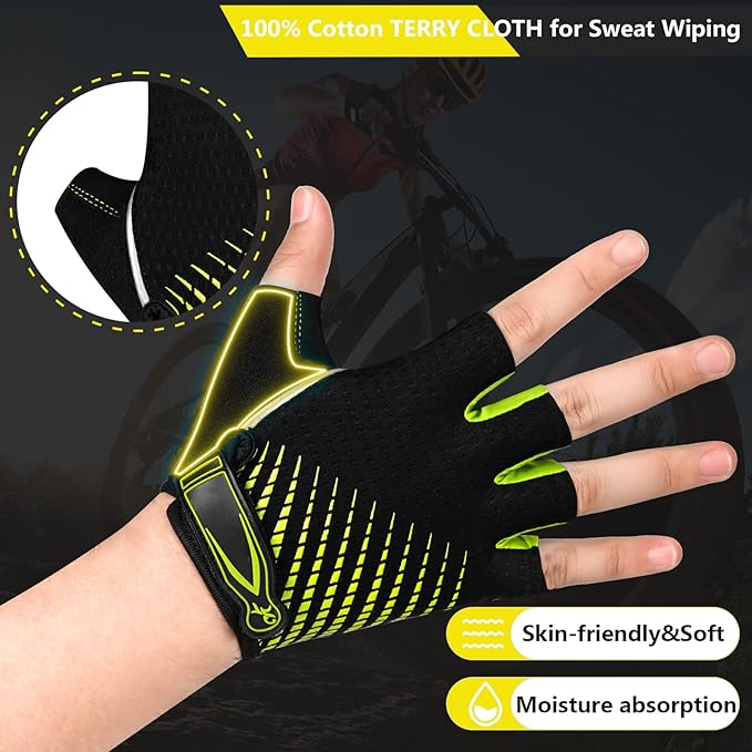 BIKINGMOREOK Bike Cycling Gloves for Men Women,Non-Slip Breathable 5MM Gel Pads DH Mountain Road Bicycle Gloves for MTB Biking Cycling,Workout Sports