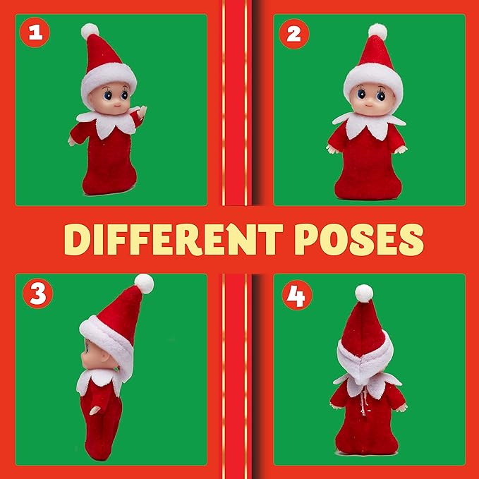 JOYIN 3PCS Christmas Tiny Elf Doll with 1 Red,1 Green and 1 Pink Elf Doll, Christmas Holiday Decoration Accessories Tiny Gift for Girls Boys Kids Adults