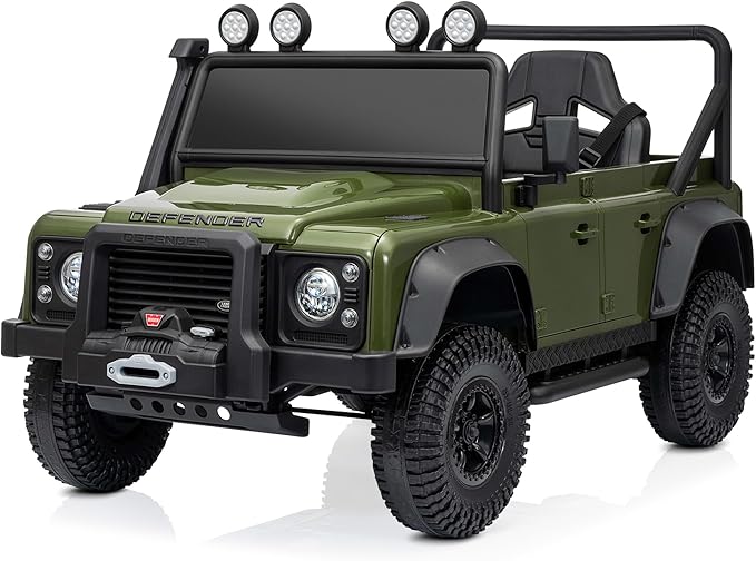 Kidzone Licensed Land Rover Defender 110 SVX 12V Ride On Car for Kids Ages 3–8, Electric SUV Toy with Parent Remote Control, Bluetooth Music, LED Headlights, Off-Road Wheels, Green