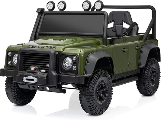 Kidzone Licensed Land Rover Defender 110 SVX 12V Ride On Car for Kids Ages 3–8, Electric SUV Toy with Parent Remote Control, Bluetooth Music, LED Headlights, Off-Road Wheels, Green