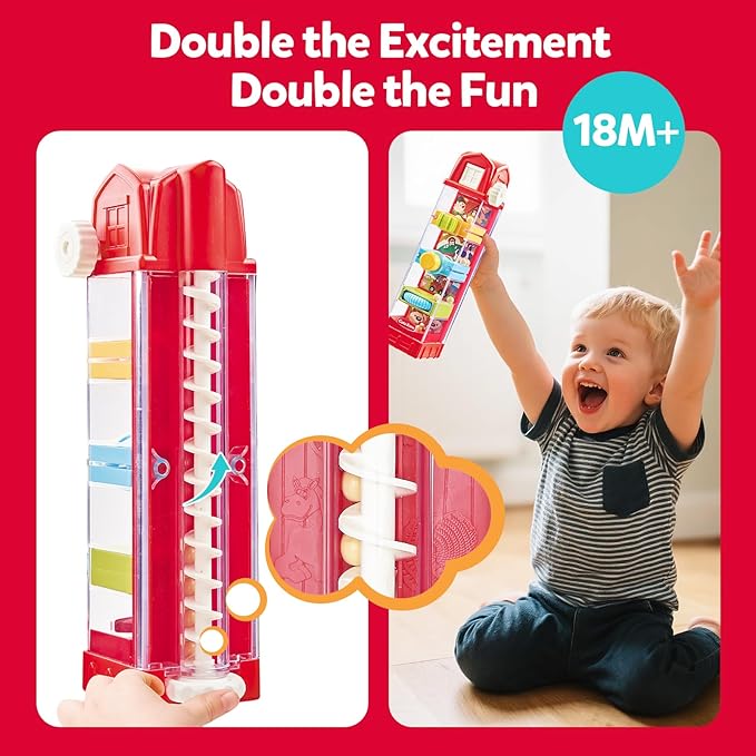 Montessori Toys for 2 Year Old - Farm Egg Drop Toy with 5 Fine Motor Activities, Interactive Travel Toddler Educational Busy Toys for Toddlers 2-4, 2 3 Year Old Boys Girls Christmas Birthday Gifts