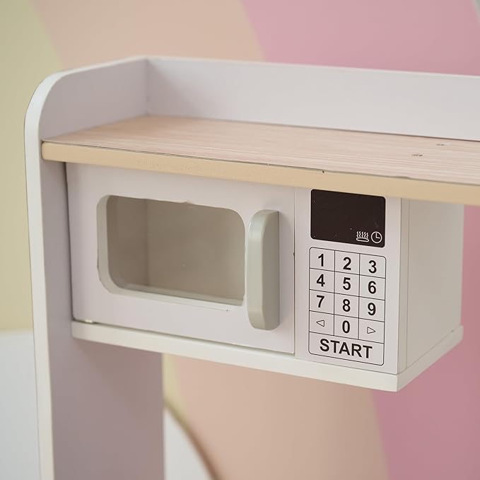 Teamson Kids Little Chef Lake Tahoe Smart Play Kitchen with Washing Machine, Oven, Microwave & Ample Storage, Neat & Compact Healthy Play for Age 3+, White