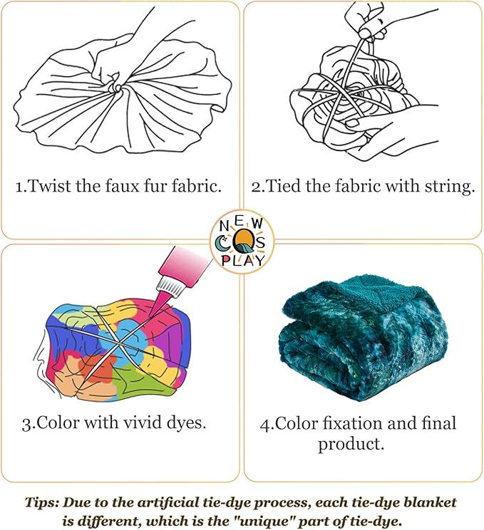 NEWCOSPLAY Super Soft Faux Fur Blanket Twin Size Tie-dye Dark Teal Sherpa Fuzzy Plush Warm Blanket for Sofa Bed (Tie-dye Dark Teal, Twin(60"x80"))