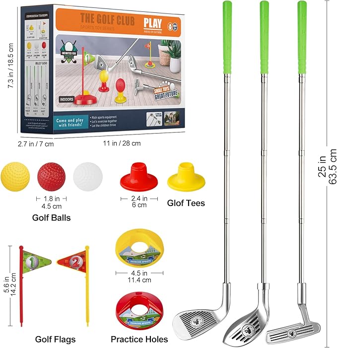 Liberry Kids Golf Clubs for 3 4 5 6 Years Old, Retractable Toddler Golf Set with Storage Bag, Outdoor Indoor Sports Toy for Boys Girls Birthday Gift