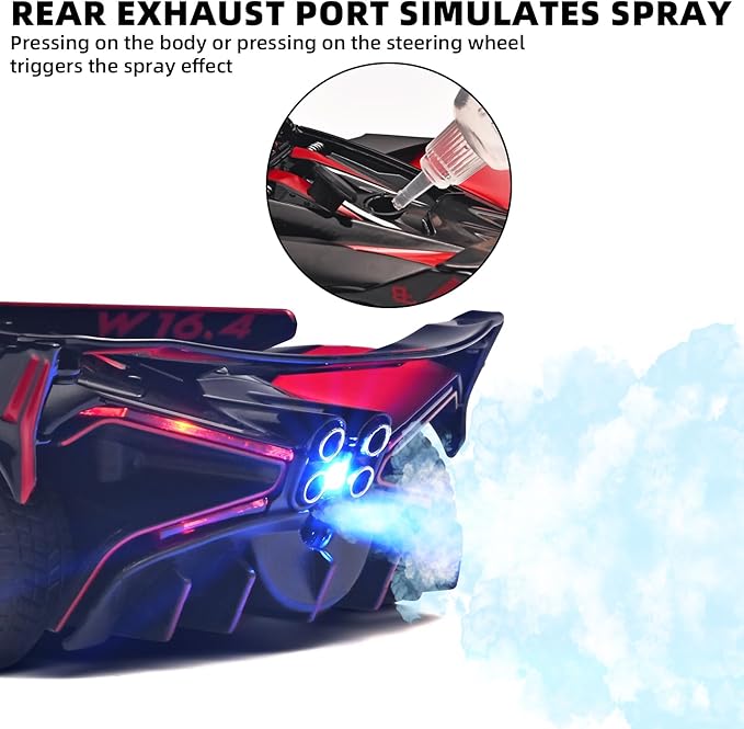 Toddler Car Toys 1/24 Diecast Cars Compatible for Bolide Model Car Collection,Spray Bolide Toy Car for Boys,Pull Back Cars with Light and Sound,Toy Cars for Boys Age 4-7（Red）