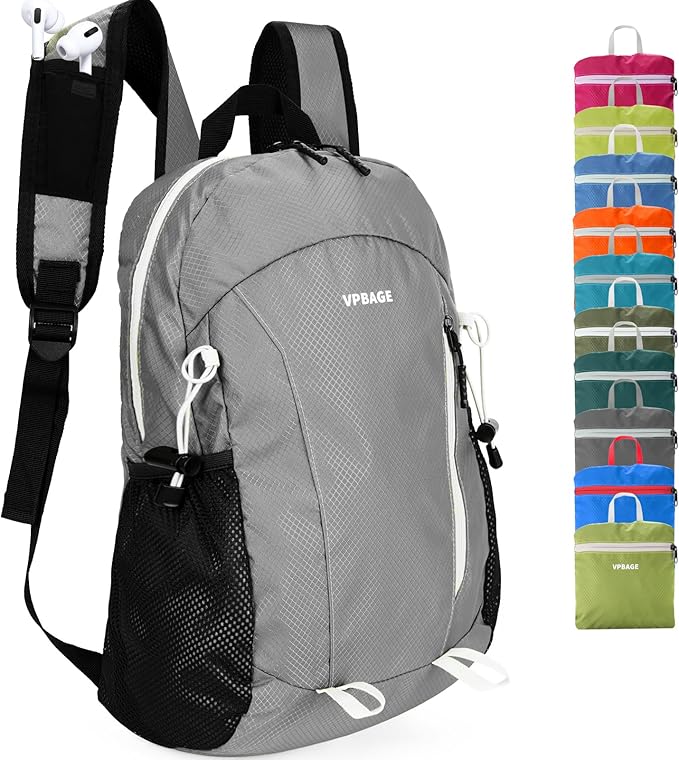 15L Water-resistant Hiking Daypack, Small Backpack Travel Outdoor, Lightweight Day Pack with Tool Loops