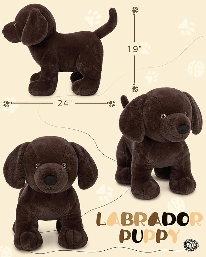 MaoGoLan 24" Giant Chocolate Lab Stuffed Animal, Adorable and Cuddly Large Labrador Dog Plush,Stuffed Puppy Throw Pillow for Puppy Lover,Kids,Adults