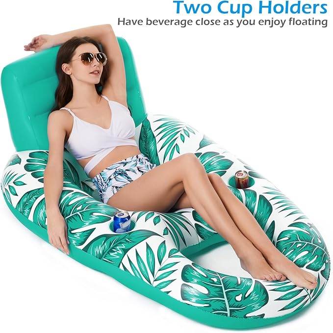 Jasonwell Inflatable Pool Float Adult - Pool Floaties Lounger Floats Raft Floating Chair Water Floaties for Swimming Pool Lake Lounge Float with Cup Holders Beach Pool Party Toys for Adults