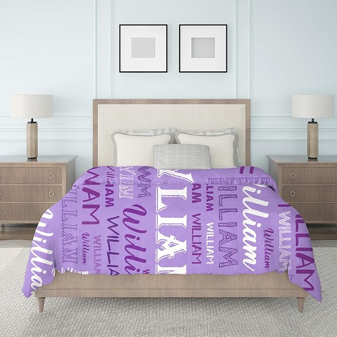 Ship Next Day, Personalized Baby Blanket with Name - Printed in USA, Custom Name Blanket for Boys Girls Kids, Customized Flannel Blankets Gifts for Teen Shower Toddlers Christmas Brithday