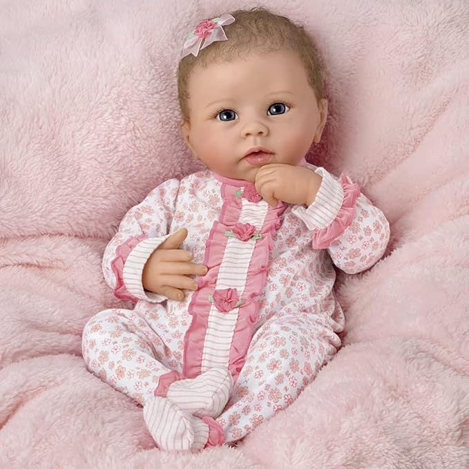 The Ashton-Drake Galleries Katie Reborn Lifelike Baby Doll 19 Inches, Interactive Heartbeat with Breating and Cooing, RealTouch Soft Vinyl with a Poseable Weighted Cloth Body, Hand-Rooted Hair
