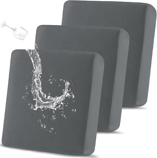 100% Waterproof Couch Cushion Covers, Replacement Sofa Cushion Covers, Stretch Individual Sofa Seat Cushion Slipcovers Furniture Protector for Kids Pets (3-Piece Sofa Cushion Cover, Grey)