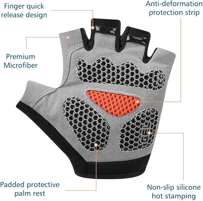 Accmor Cycling Gloves for Men Women, Bike Gloves Half Finger Road Bike MTB Gloves, Anti-Slip Shock-Absorbing Glove for Fitness Cycling Outdoor Sports