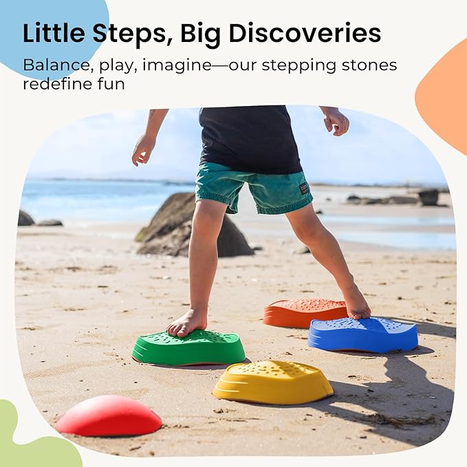 Tiny Land Stepping Stones for Kids, 5pcs Non-Slip Toddler Stepping Stones, Sensory Stepping Stones for Promoting Toddler's Balance & Coordination Skills, Stepping Stones for Toddlers 3-5