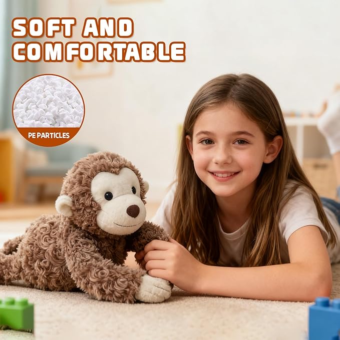 14" 7 OZ Monkey Cute Weighted Stuffed Animals,Sensory Comfort Plush Throw Pillow Toy,Monkey Plush Toys for Stress Relief, Kawaii Plushies Hugging Toy Stuffed Monkey Gifts for Kids & Adults.