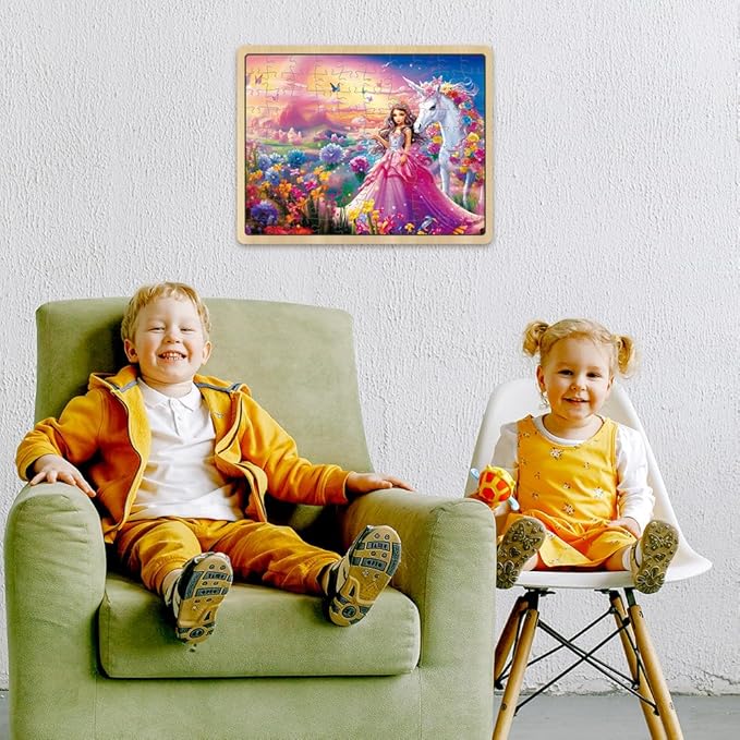 100 Piece Jigsaw Puzzle for Kids Age 4-8 Teens Gift Family Time (Princess & Unicorn)