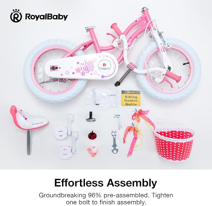 RoyalBaby Girls Bike Classic & EZ Kids Bike, Balance and Pedal Bicycle, 12 14 16 18 20 Inch Toddlers to Big Kids 3-10 Years