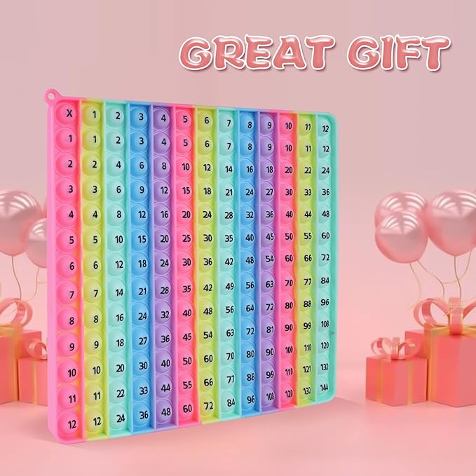 AK-SHIP Doubled Side Macaron Multiplication Game and Addition Numbers POP Fidget Math Toys, Create Various Math Operations, Stress Relief Fidget Learning Game Fidget Math Toys （1 Piece）