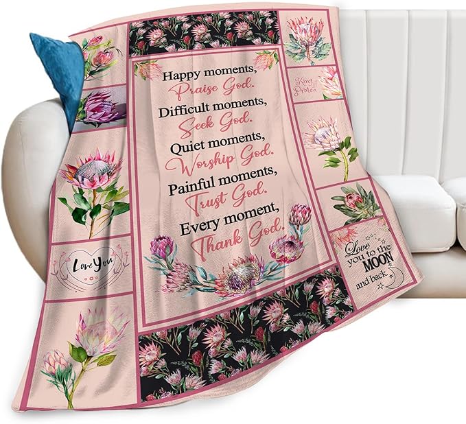 Christian Religious Prayer Blanket Ultra Soft Cozy Spiritual Bible Verse Throw Blanket Fleece Fuzzy Plush Bedding Christian Gifts for Women Girls Kids Adults 80"x60"