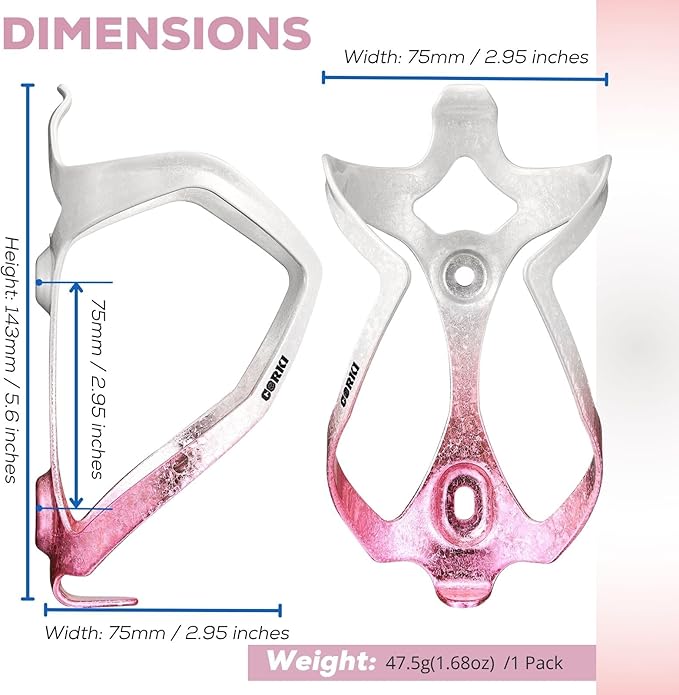 Bike Water Bottle Holder Bicycle Cage for Mountain Road MTB Gravel Adult Bikes Cycling Universal Carrier Rack 1 Pack Aluminum Alloy Ultralight Kettle Drink Accessories White Pink