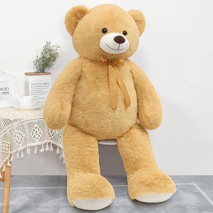 Tezituor 59" Gaint Teddy Bear Stuffed Animal,5ft Life Size Big Teddy Bears,Light Brown Cute Soft Plush Toy,Gifts for Kids Girls Boys Girlfriend Valentine,Christmas,Birthday,Baby Shower,Wedding Party