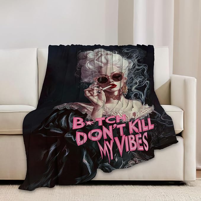 Vintage Woman Blanket Fashion Women Throw Blankets Gifts for Girls Boys Kids Soft Cozy Fleece Plush for Couch Sofa Bed 50"x40"
