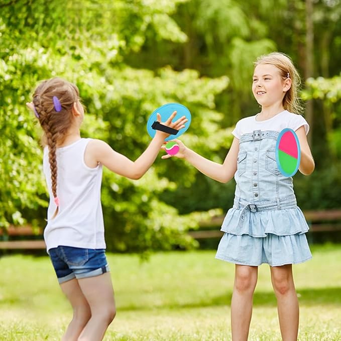 Toss and Catch Ball Set Outdoor Indoor Beach Games Kids Toys with 4 Paddles 4 Balls 1 Storage Bag Playground Balls for Kids