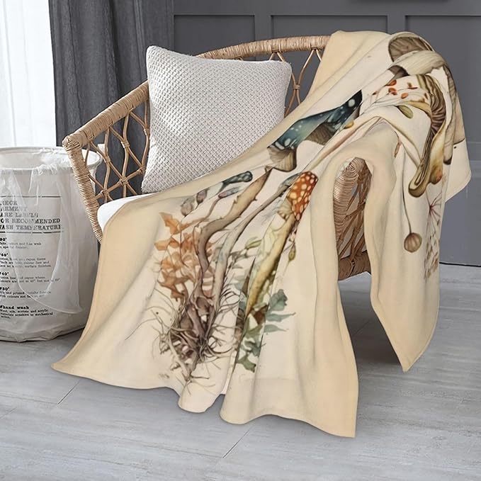 Mushroom Blanket Mushrooms Throw Blankets Plush Cozy Flannel Fleece Ultra Soft Fuzzy Party Blanket Gifts for Girls Women Kids Adult 60"X50"