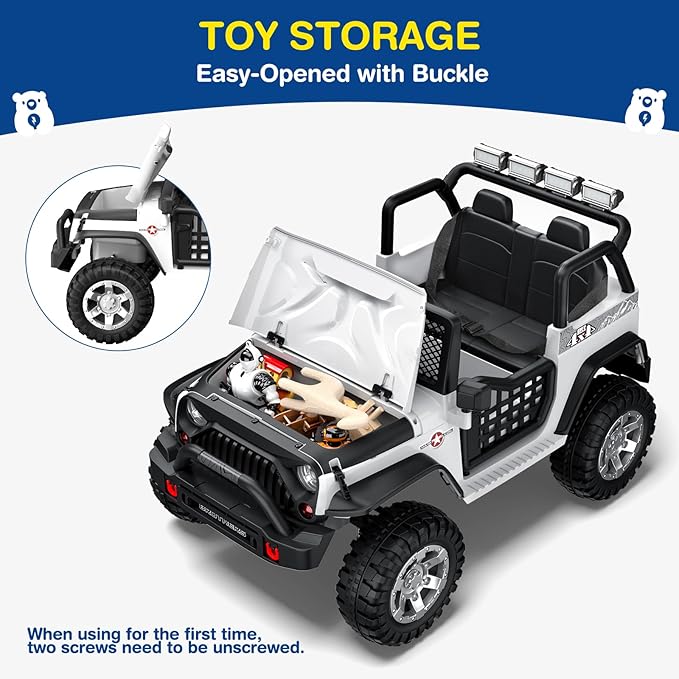 L8 2 Seater Ride On Car, 12V Kids Electric Car w/Remote Control, 4-Wheel Suspension, Bluetooth Speaker, Multi Music Modes, 3 Speeds, LED Lights, Xmas & Birthday Gift Ideas for Kids Ages 3+