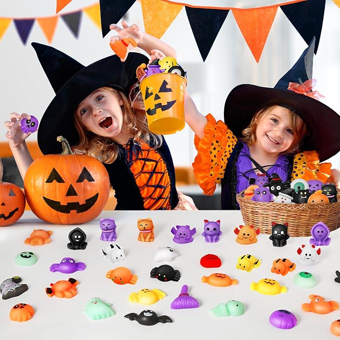 Halloween Party Favors for Kids-60Pack Halloween Squishy Toys,Mini Stress Relief Toys in Bulk,Halloweens Goodie Bag Fillers Gifts for Kids,Trick Or Treat Bags Toys Bulk,School Classroom Rewards Prizes