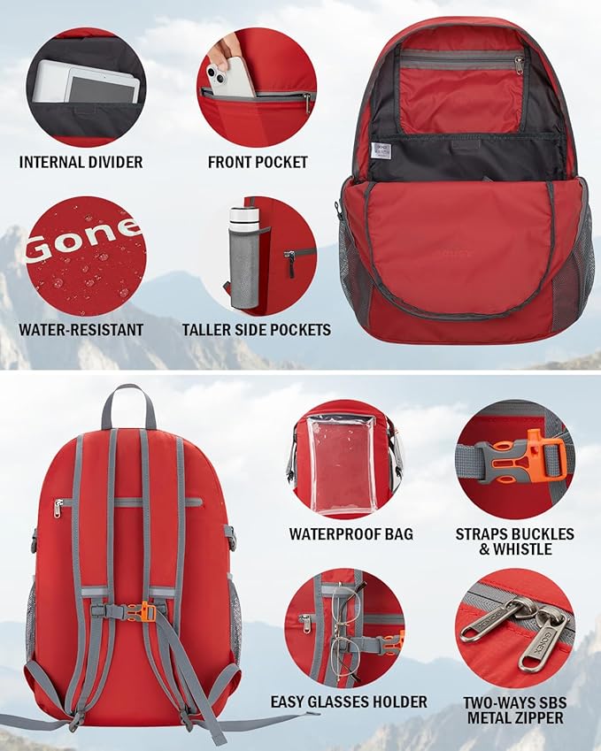 Gonex 30L Ultra Lightweight Packable Backpack, Handy Foldable Daypack for Camping Outdoor Travel Cycling Backpacking