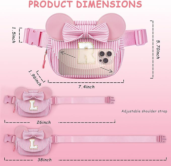 Daughter Gifts - Birthday Gifts for 3 4 5 6 7 8 9 10 11 12 13 Year Old Girls, Initial Fanny Pack Crossbody Bag Belt Bag Purse for Teen Girls Bean Pink V