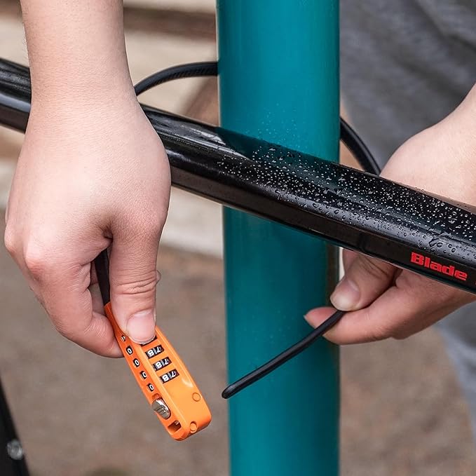 CXWXC Zip Tie Lock - 4-Digit Combo Cable Locks for Bike Motorcycle Helmet, Skateboard, Skis, Snowboard, Stroller & Cabinet - Ideal for Lightweight Security (Orange, 45CM)