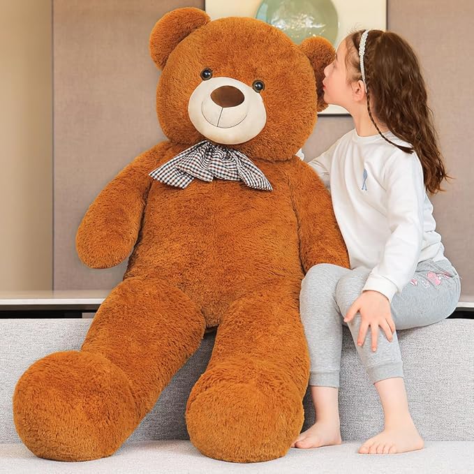 Giant Teddy Bear 55" Stuffed Animals Plush Toy, Cute Life Size Big Soft Bear for Boy Girl Birthday Valentine Mother's Day, 7 LBs, 140 CM, Dark Brown