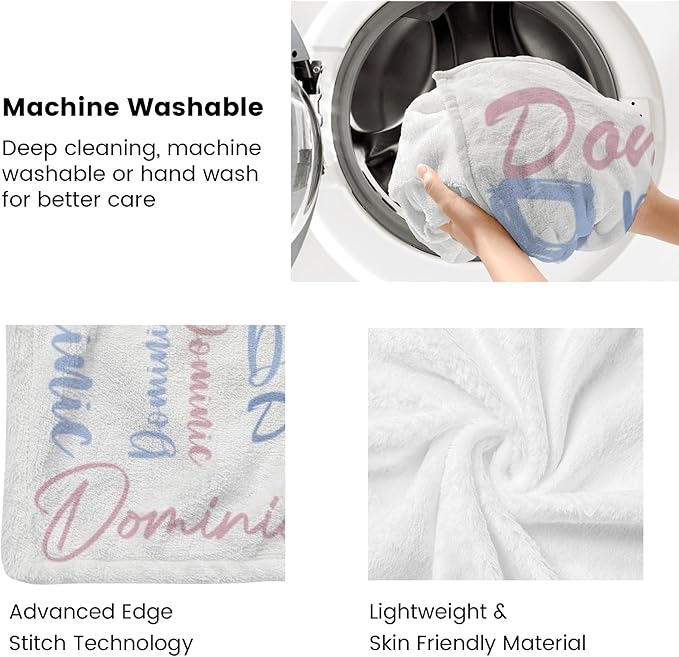 Dr.TOUGH Personalized Name Flannel Blanket, Customized Personalized Blankets and Throws for Adult Kids, Twin Size, White, Letter Print